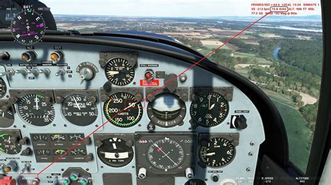 cockpit view of carb heat lever in small GA aircraft during flight