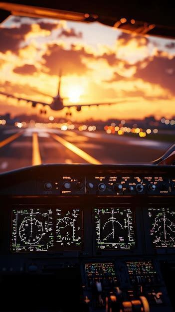 cockpit view of regional jet preparing for takeoff at sunrise