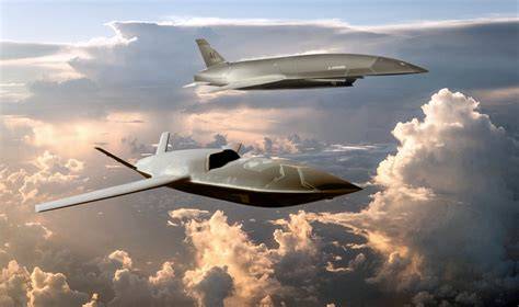 Collaborative Combat Aircraft CCA YFQ-44A Fury YFQ-42A with sixth-generation fighter