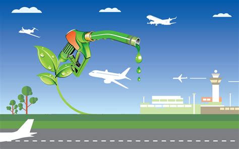 Concept art of a futuristic airport with sustainable aviation fuel infrastructure