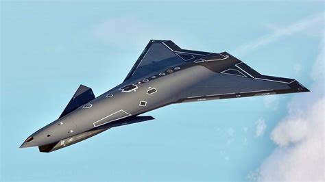 Concept art of a sixth-generation fighter jet with loyal wingman drones
