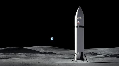 Concept art of SpaceX Starship HLS on the lunar surface with astronauts