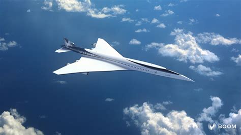 concept rendering of Boom Supersonic’s Overture flying over U.S. heartland at dusk