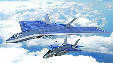 conceptual next generation military strategic airlifter flying above clouds
