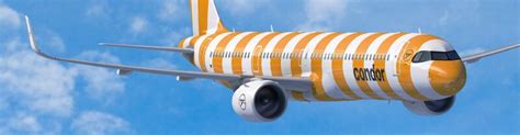 condor’s striped livery airbus a321neo taxiing in munich