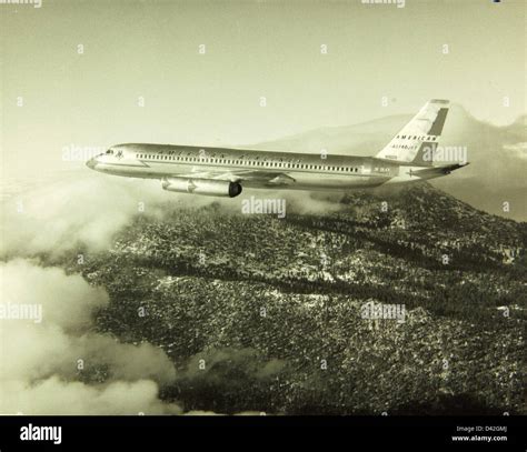 Convair 990 Coronado flying at high speed with distinctive engine nacelles