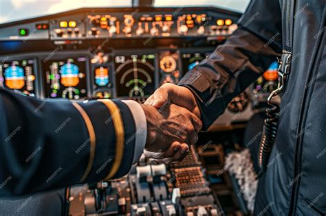 corporate jet pilot shaking hands with business passenger on air stairs