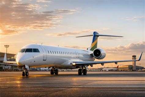 CRJ1000 parked at regional terminal with open passenger door