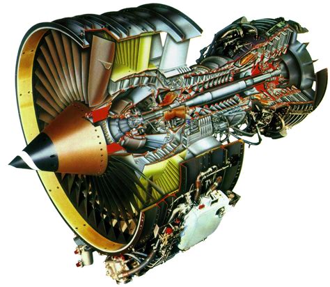 Cutaway diagram of CFM56 turbofan engine modules