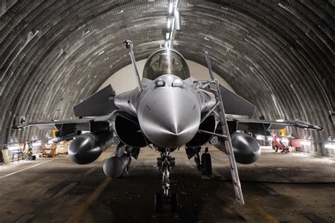 Dassault Rafale jet at an Indian Air Force base undergoing maintenance