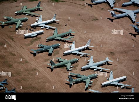 Davis Monthan Air Force Base aircraft boneyard with military planes