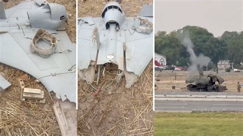 Debris of Indian Harop drone displayed during Pakistani press conference