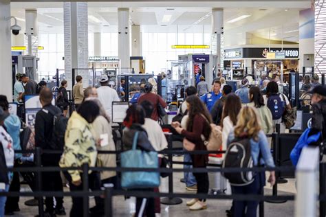 Delayed passengers at TSA line during federal staffing shortage