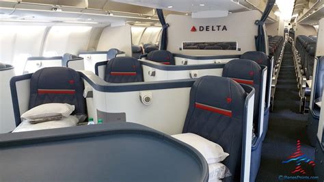 delta a330-200 interior business class cabin with mood lighting