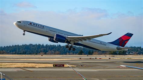 delta a330-900neo departing from seattle tacoma international airport
