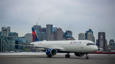 Delta Air Lines A321neo performing ground engine run-up in icy conditions