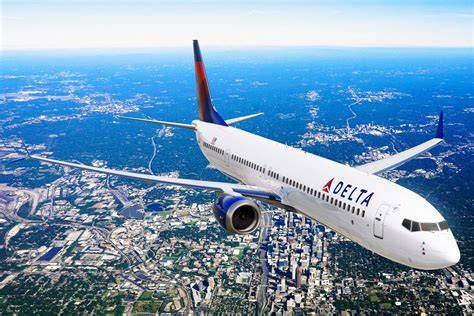 Delta Air Lines Boeing 737 and Airbus aircraft at LAX with Los Angeles skyline