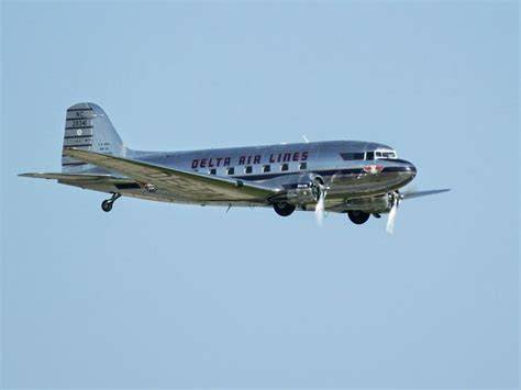 Delta Air Lines Douglas DC-7 passenger aircraft in vintage airline livery