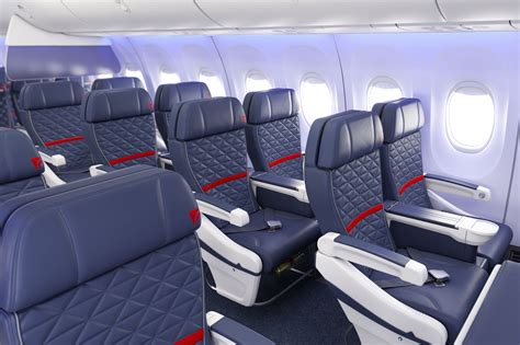 Delta Air Lines first class cabin passenger enjoying complimentary upgrade