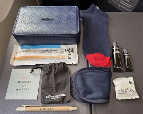 Delta One amenity kit by Missoni with skincare and travel essentials