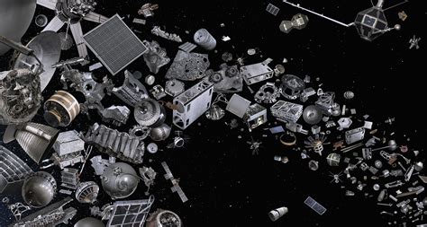 Dense field of space debris visualized around Earth with Starlink satellites marked
