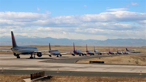 Denver International Airport iconic terminal roof and United Airlines aircraft