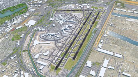 design render of Newark Airport Station pedestrian bridge and platform area