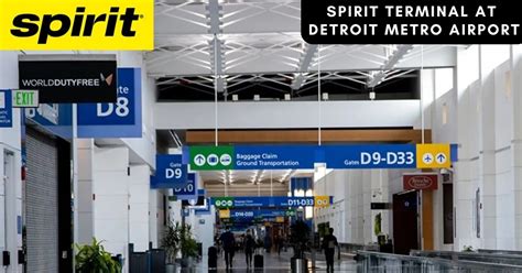 Detroit Metro Airport Spirit boarding gate with Las Vegas signage