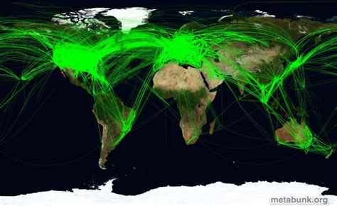 digital map highlighting high-risk contrail zones over global flight network