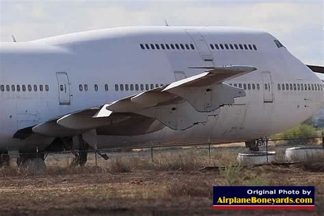 dismantled Boeing 747 fuselage sections during aircraft recycling operations