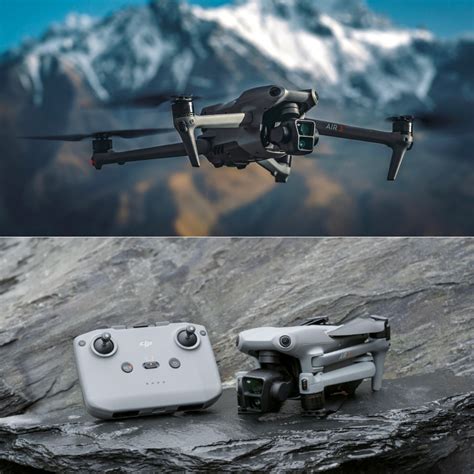 DJI Air 3 drone showcasing its dual-camera system against a mountain backdrop