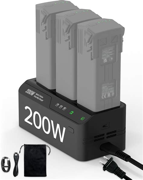 dji flip drone battery charging dock with three batteries inserted