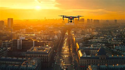 dji mini se drone in flight over cityscape at golden hour