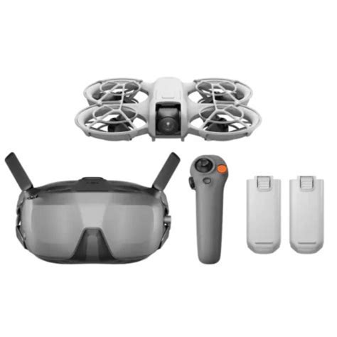 DJI Neo drone performing agile stunts over urban park with VR control goggles