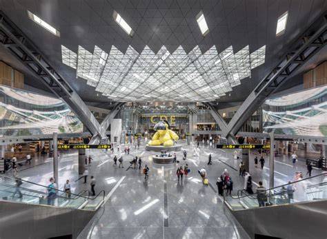 Doha Hamad International Airport terminal wide-angle interior