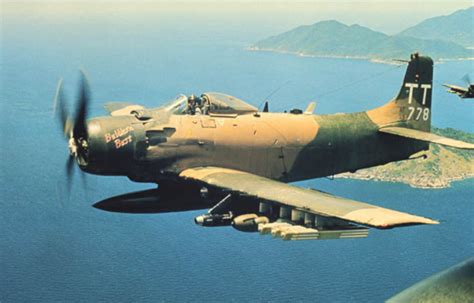 Douglas A-1 Skyraider flying at vintage military airshow