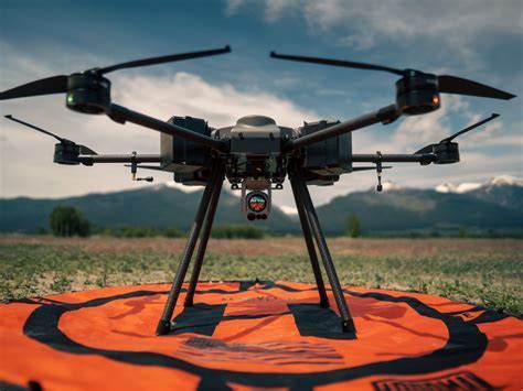 Dr. Orest Pilskalns presenting the Skyfish Osprey drone during XPONENTIAL 2025 keynote speech