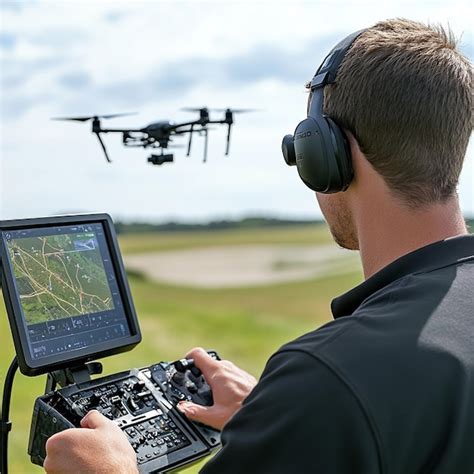 Drone operator using DJI Pilot 2 app for mission planning
