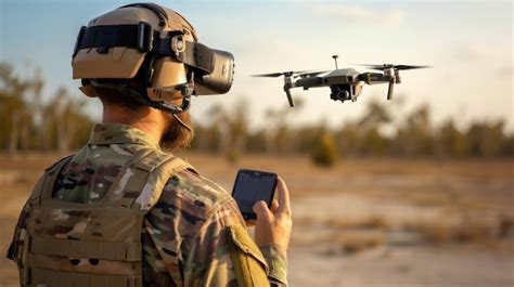 drone operator using FPV goggles while concealed under camouflage netting