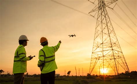 drone pilot performing power line inspection with industrial UAV