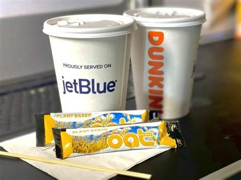dunkin coffee served on international jetblue flight to europe