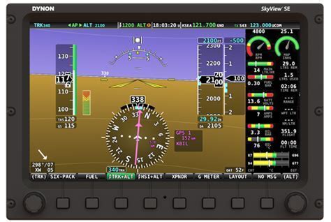 Dynon SkyView display showing manifold pressure and RPM settings