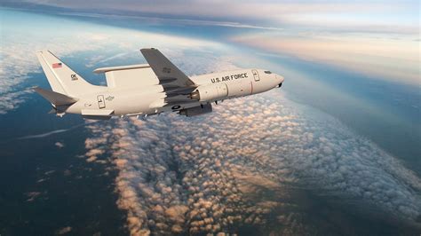 E-7 Wedgetail airborne early warning aircraft in flight