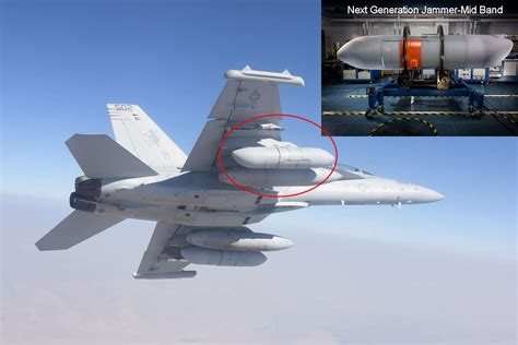 EA-18G Growler fitted with next-generation jamming pods for enhanced electronic warfare