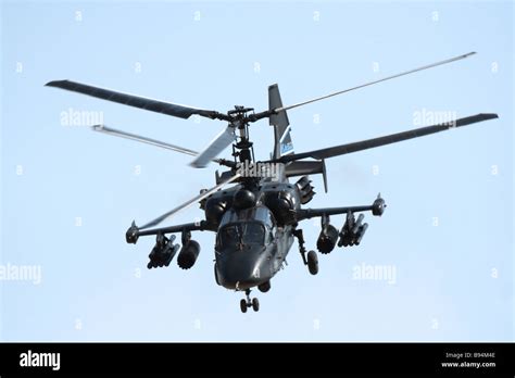 early Ka-50 Black Shark helicopter on display with its iconic coaxial rotors