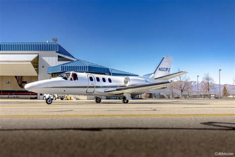 Early model Cessna Citation I business jet on the tarmac