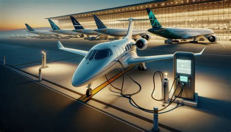 electric aircraft hangar with charging infrastructure and maintenance crew