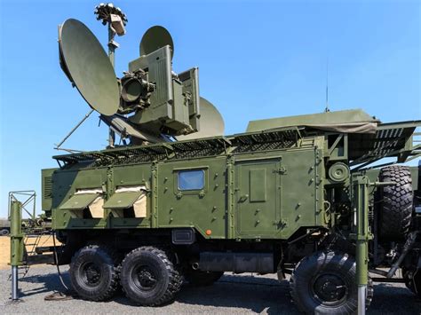 electronic warfare radar vehicle operating GPS jamming equipment on military base