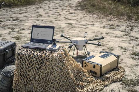 Elistair tethered drone performing border surveillance in rugged terrain