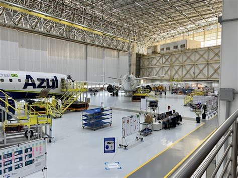 Embraer aircraft assembly line at São José dos Campos manufacturing facility